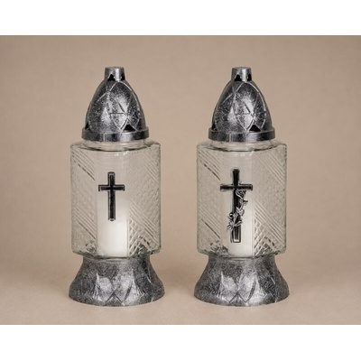 MagicHome Kahanec Grave, sklo, Kríž, 20 h, 70 g, 24 cm, na hrob