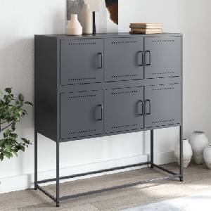 vidaXL Бюфет, антрацит, 100, 5x39x107 см, стомана (846598)