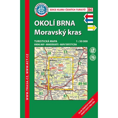 KČT 86 Okolí Brna Moravský kras 1:50 000 turistická mapa