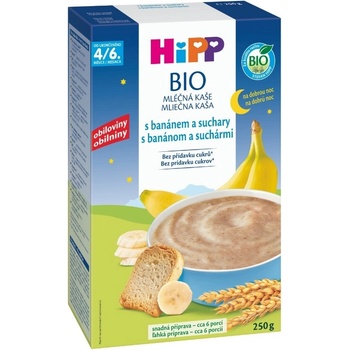 HiPP Bio mliečna na dobrú noc s banánom a suchármi 250 g