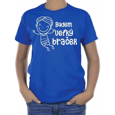 Fajntričko Kids detské tričko Budem veľký braček kráľovská modrá