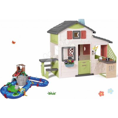 Smoby Set domček Priateľov a vodná dráha Adventure Friends House Life s kuchynkou a elektronickým zvončekom