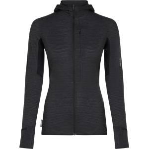 Icebreaker Дамско вълнено яке Icebreaker Women's 200 RealFleece Descender L/S Zip Hoodie Merino hoodie - Jet Heather / Black / CB (105-5461-0612)