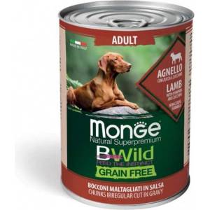Monge BWILD Grain Free Adult Lamb хапки в сос с агнешко, тиква и тиквички, без зърнени храни 400gr