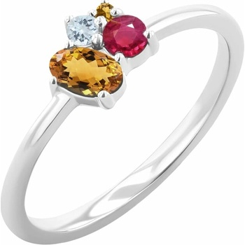 Eppi Cluster prsten s citríny rubínem a akvamarínem Bluma R45764