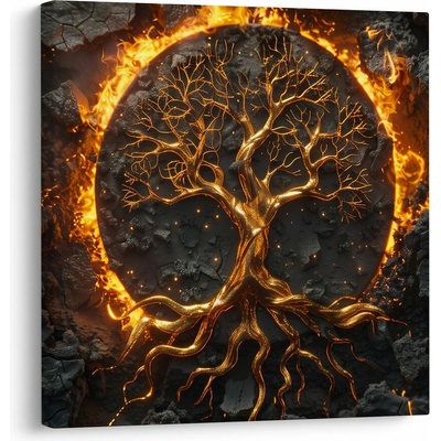 Obraz zlatý strom života na kameni - 50x50