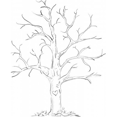 Svatba-eshop Svatební strom černobílý se srdcem A4 - svatební stromy – Zboží Dáma