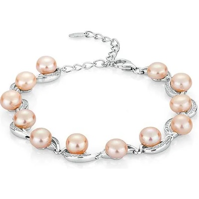 Swan Сребърна гривна със сладководни бели перли и циркони FN662BP Swan