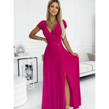 Numoco Блестяща дълга рокля с деколте - фуксия Numoco CRYSTAL numoco | Lilav | ЖЕНИ | XS