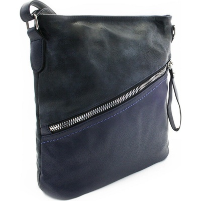 Tmavomodrá elegantná dámska zipsová kabelka Efraim