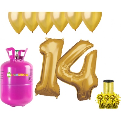 HeliumKing Helium párty set na 14. narozeniny se zlatými balónky