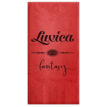 Luxica® Fantasy червени салфетки с дискретен релеф и фин бордюр 2 слоя | 40 броя Сгъвка 1/8 (923929229)