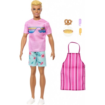 Barbie Ken se zástěrou, kuchařskými doplňky a svačinkami