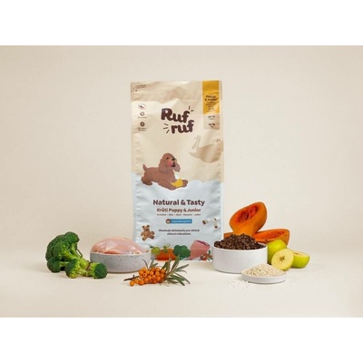 Rufruf Natural & Tasty Puppy krůtí s rýží a probiotiky 12 kg