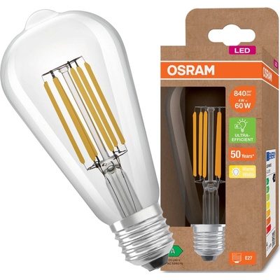 Osram LED žiarovka E27 ST64 CL 4W = 60W 840lm 3000K Warm 360° Filament ULTRA EFFICIENT