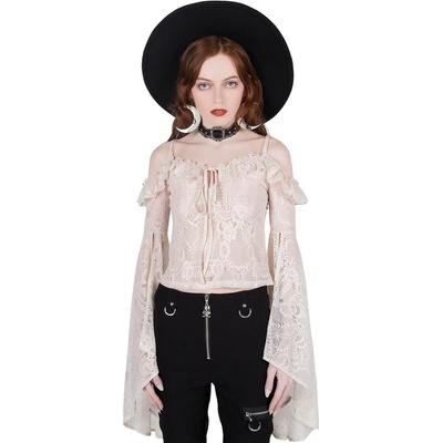 KILLSTAR дамска тениска с дълъг ръкав (top) KILLSTAR - Breathless Lace Bardot - IVORY - KSRA003266