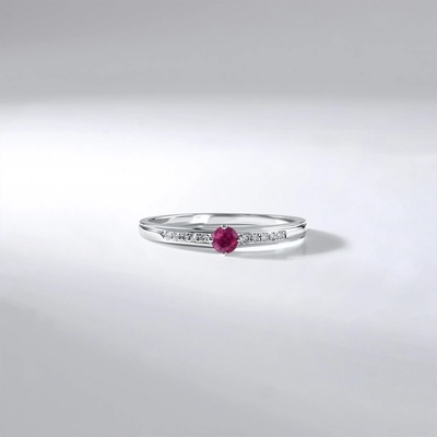 Lillian Vassago Prsten s rubínem a diamanty bílé zlato LLV59 DR141WRU