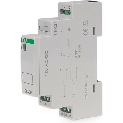 PK-2P/12 - Elektromagnetické pomocné relé, 12V, 8A, 2x NO/NC