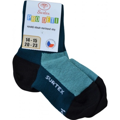 Surtex dětské merino ponožky volný lem Zelená