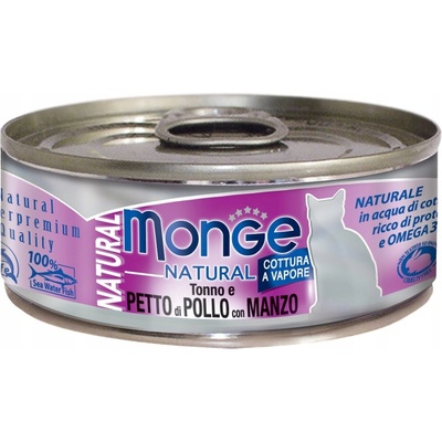 MONGE Natural Cat Tuniak kura a hovädzie 80 g