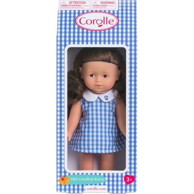 Corolline Romy Corolle dlhé hnedé vlasy s hnedými očami a modré šaty 20 cm