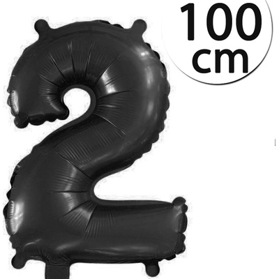 FUN RAG 2Black 215128 heliový balón fóliový číslo 2 černá 100 cm