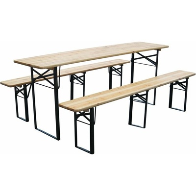 Pivný set DORTMUND Max, stôl 220x70x77 cm, 2x lavica 220x25x47 cm