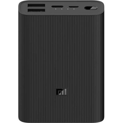 Xiaomi Mi Power Bank 3 Ultra Compact 10000 mAh - преносима външна батерия с USB-C и 2xUSB-A изходи и технология за бързо зареждане (черен)