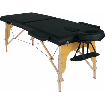 BodyFit Skladací 2-zónový drevený masážny stôl XXL - Čierny