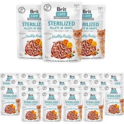 Brit Care Cat Sterilized Fillets in Gravy with Healthy Rabbit 24 x 85 g