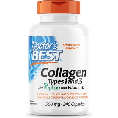Doctor's Best Doctor’s Best Kolagen Typ I & III + peptan 500 mg 240 kapslí