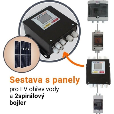 SolarEco solární set pro 2spirálový bojler MPPT ZSE2 3,6 kW, 8x LONGI 375kWp