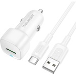 BOROFONE Зарядно за автомобил - Borofone (BZ34) - включен USB-A/C кабел, Single USB-A, 18W QC/FCP/AFC - Бял