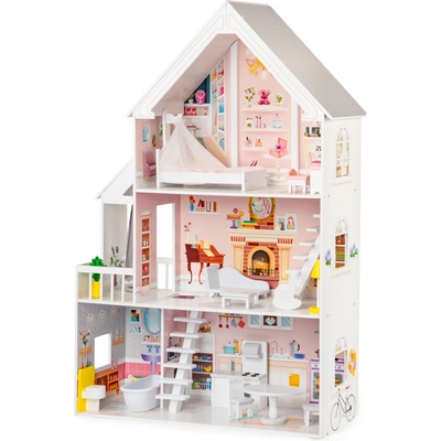 ECOTOYS Drevený domček pre bábiky xxl prášková rezidencia