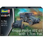 Revell Сглобяем модел, Revell, Krupp Protze KFZ 69 with 3, 7cm Pak, 61 части