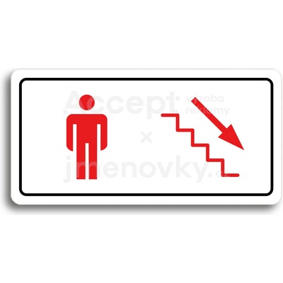 ACCEPT Piktogram WC MUŽI VPRAVO DOLŮ - bílá tabulka - barevný tisk