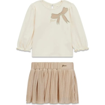 Guess Елегантен комплект блуза с панделка и златиста пола за бебе момиче Guess