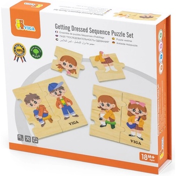 Image 1 of Viga Toys Дървен пъзел Viga - Уча се да обличам (44649)
