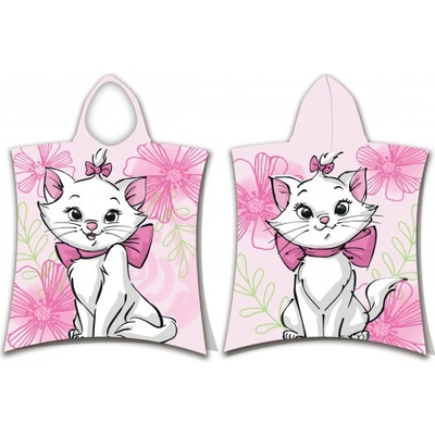 Disney Jerry Fabrics Detské pončo MARIE CAT PINK FLOWER 60x120 cm