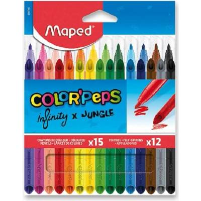 Maped Infinity pastelky fixoviek Jungle 15 ks + 12 ks