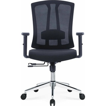 RFG Работен стол RFG Primo Lux Chrome W, до 120кг, дамаска/меш, хромирана база, люлеещ механизъм, заключване в позиция, лумбална опора, черен