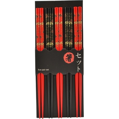 Oriental Čínské jídelní hůlky Japonský vějíř 5 ks dřevo kulaté 22,5 cm