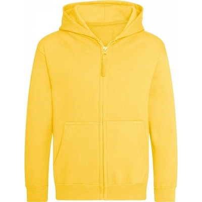 Just Hoods Dětská zipová mikina s dvojitou kapucí a česaným fleecem zevnitř žlutá sluneční