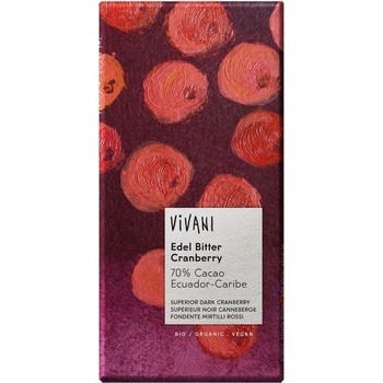 VIVANI Bio horká čokoláda s brusnicami 100 g