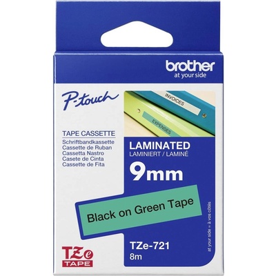 etikety Brother TZe, TZ TZe-721 PET Farba pásky: zelená Farba písma:čierna 9 mm 8 m