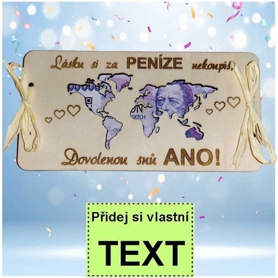 Bezvadný dárek Dřevěná obálka na peníze na dovolenou