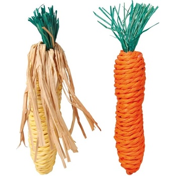 TRIXIE Set of Straw Toys corn on the cob and carrot - Комплект играчка моркови за гризачи 15 см