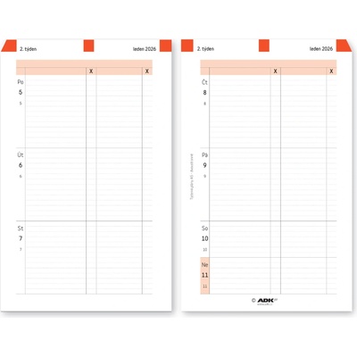 Formulář Týdenní plán A5 dvoustranný 2026 53 list