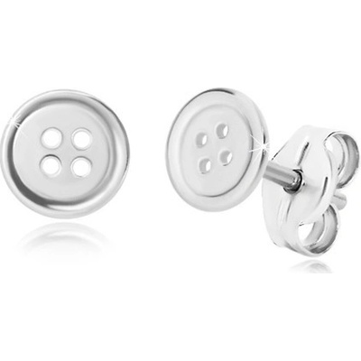 Šperky eshop ze stříbra lesklý kulatý knoflík se čtyřmi dírkami puzetky S43.29