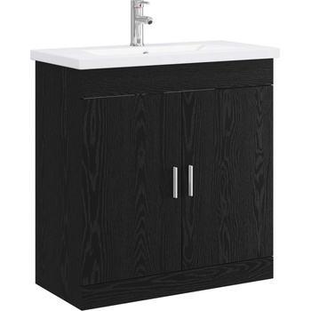vidaXL Комплект мебели за баня Черен дъб 81 x 40 x 84, 5 см (3404359)